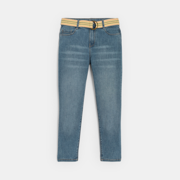 جينز بوي فريند مغسول باللون الأزرق للفتيات